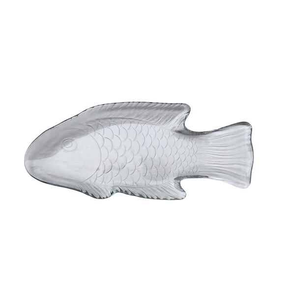 Large Glass Fish Serving Platter Partyware Salmon Platter French Elegant - Picture 5 of 8